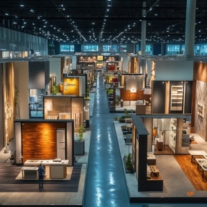 Trade Show set up with booths outlining offerings for home and living