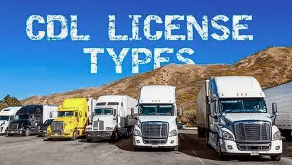 CDL License Types with semis lined up in a row